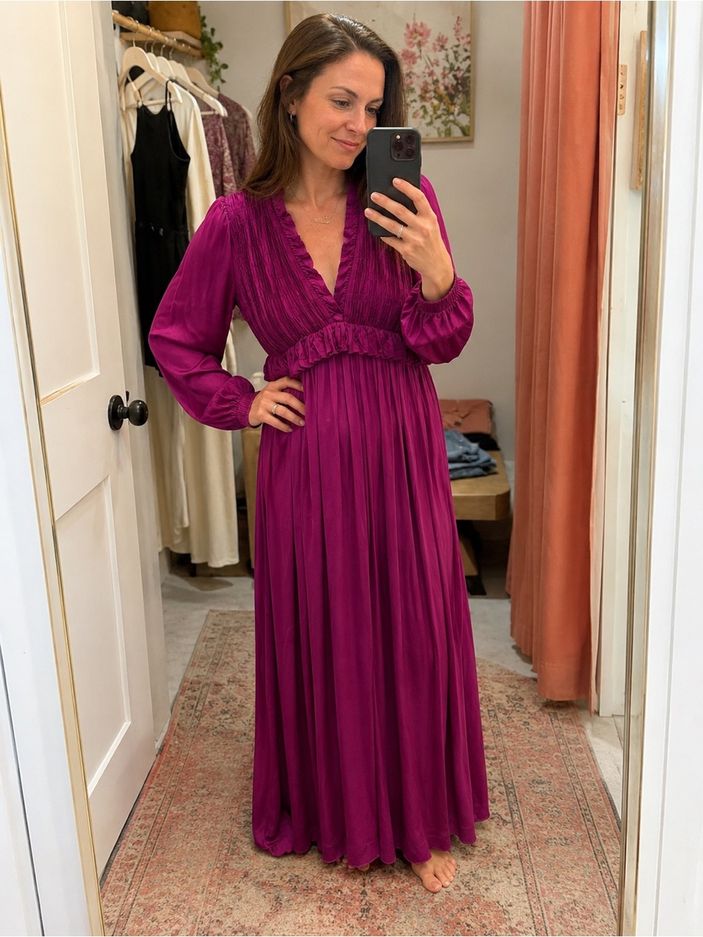 NWT Forever Lovely Magenta Long Sleeve Maxi Dress One Size